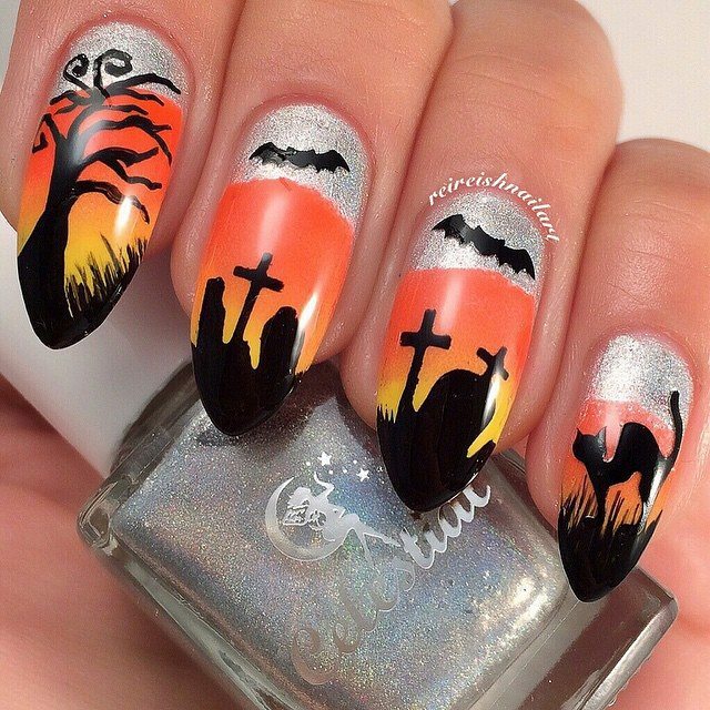 Graveyard Stencils for Nails, Halloween Nail Stickers, Nail Art, Nail Vinyls
