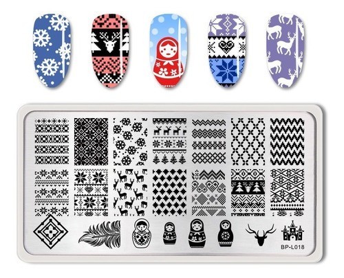 Born Pretty Nail Stamping Plate – BP-L018 – Winter holiday / Matryoshka – new