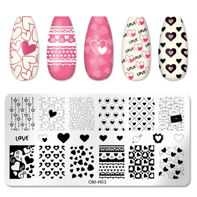 Love Heart Envelop Lace Rose Plate Nail Art Stamp Templates Stainless Steel OMH3