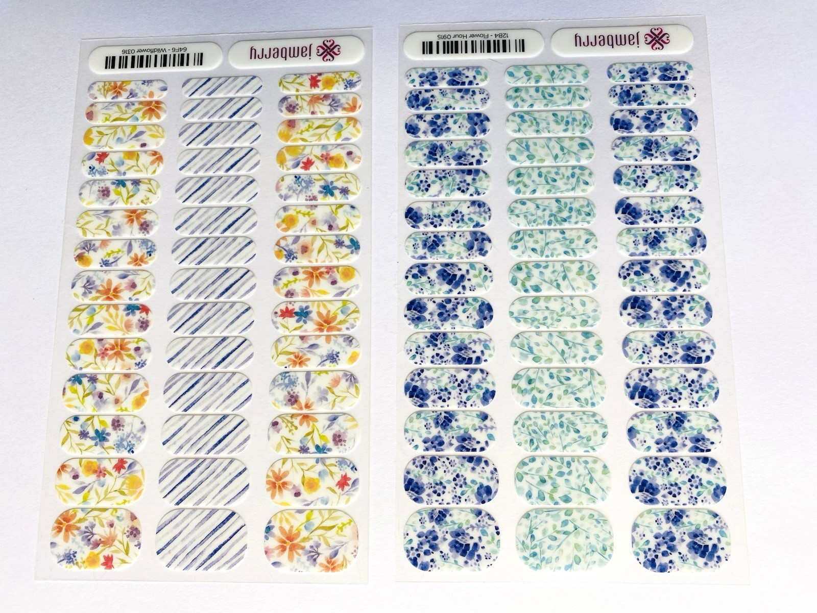 Jamberry Floral Nail Wraps Gloss and Metalic Full Sheet New