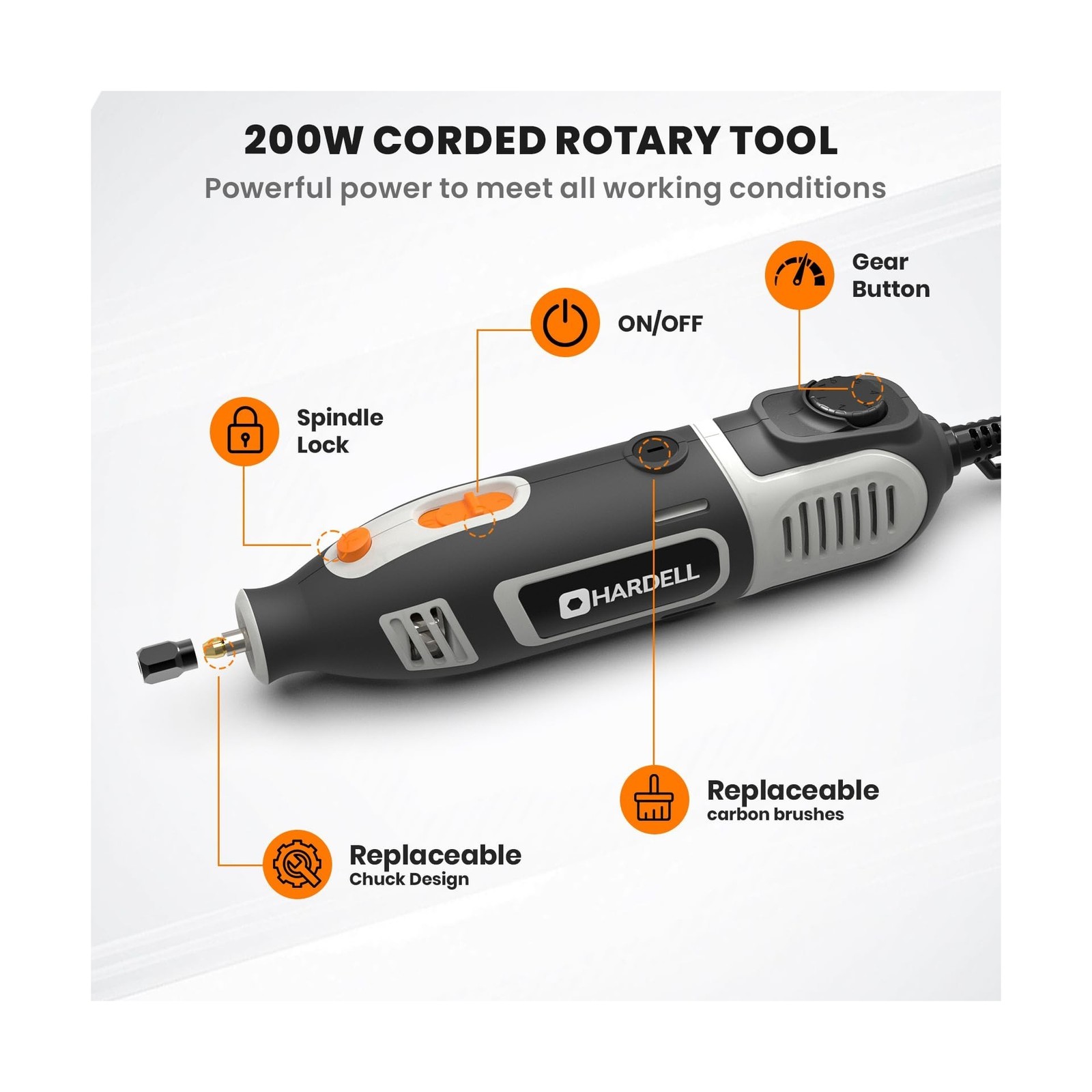 200W Corded Rotary Tool Kit with Flex Shaft 8000-40000 RPM, 6-Speed… Fast Ship