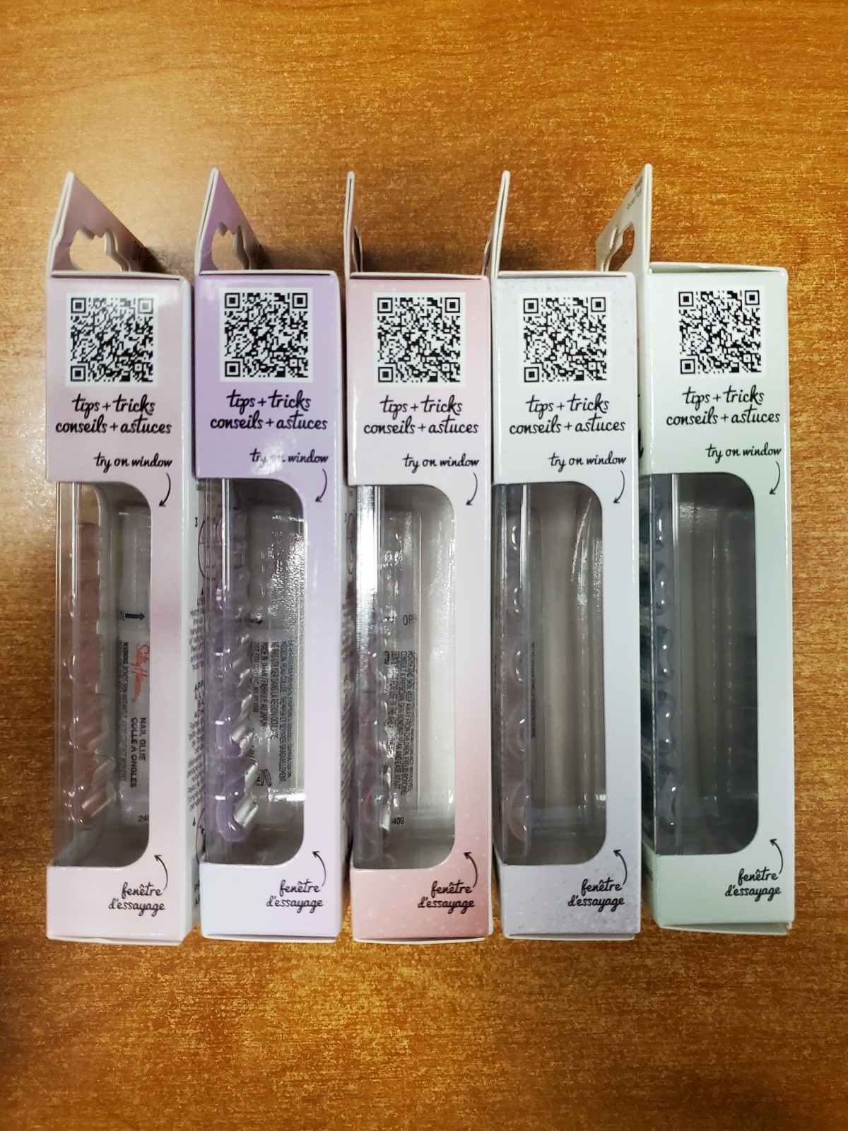 5 Pk: Sally Hansen Perfect Press-on Nails ASSORTED Short/Medium Squoval 5C-3257