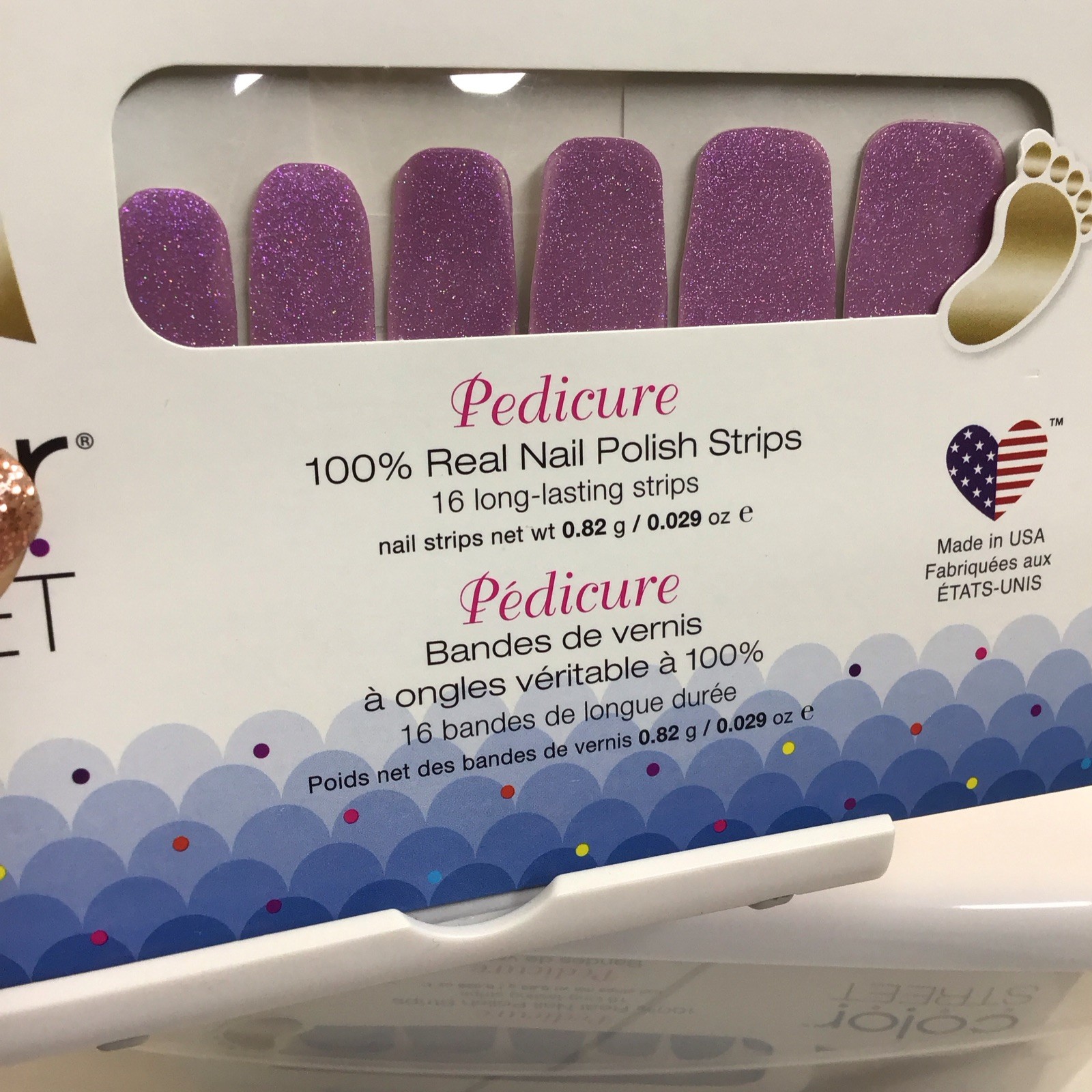 Color Street Pedicure Nail Polish Strips See It To Belize It (Electric Purple)