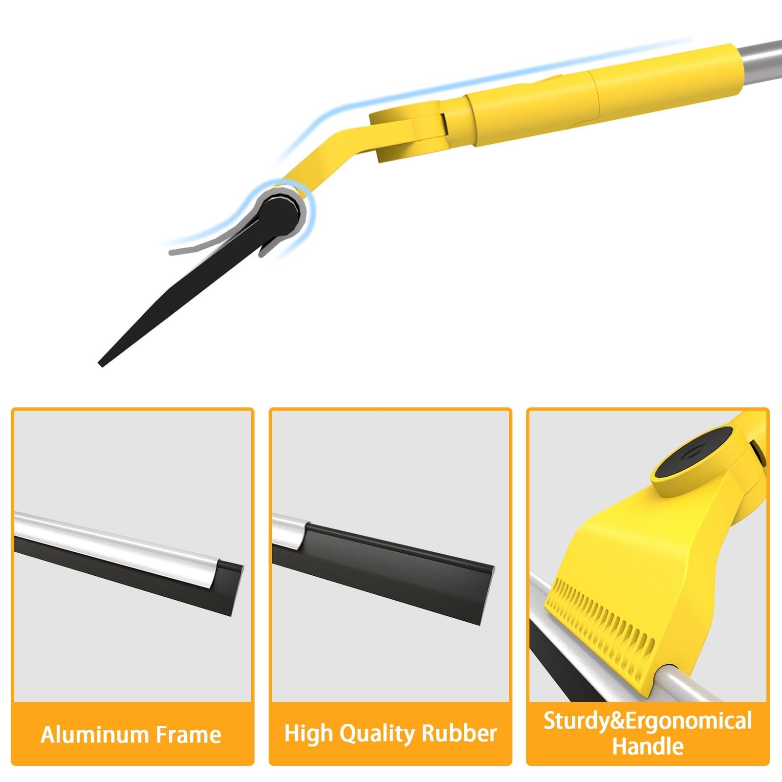 Multi-Purpose V-Shaped Grout Brush with 16.9″ Floor Squeegee Set, Long Handle…