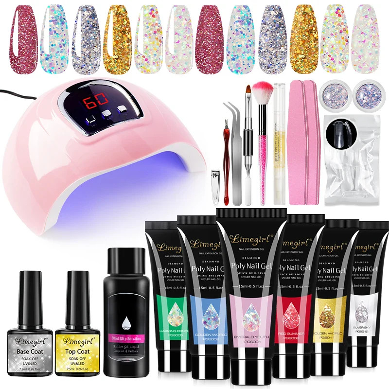 Limegirl Acrylic Manicure Kit UV LED Light Gel Varnish Kit Gel Extension NailKit
