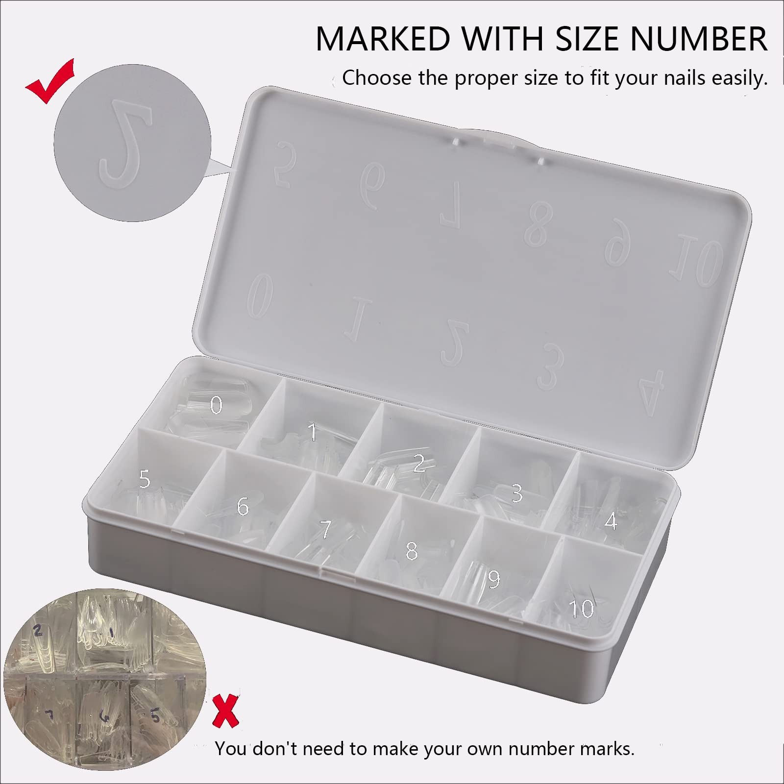 550 Pcs Medium Square Nail Tips Full Cover Clear Fake Nails for Nail Extensio…