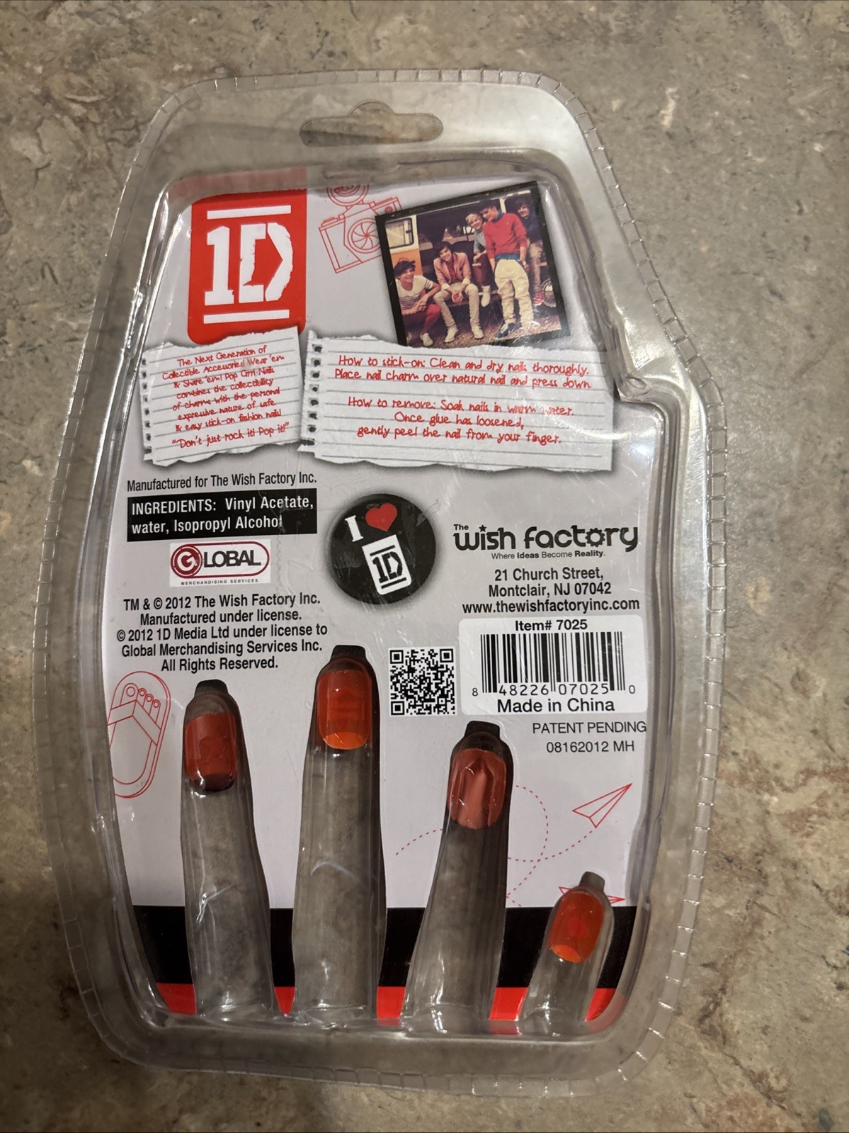 New 1D One Direction Stick On 3D Nail Charms Wish Factory 2012 10 Count