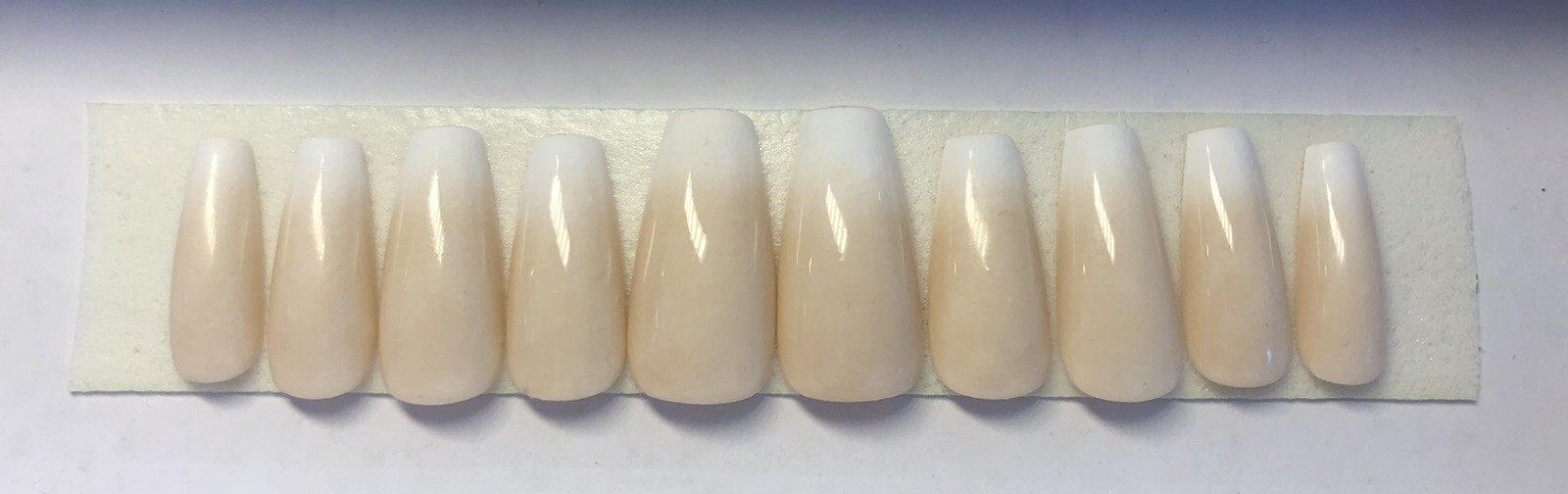 Nude and white fade press on nails
