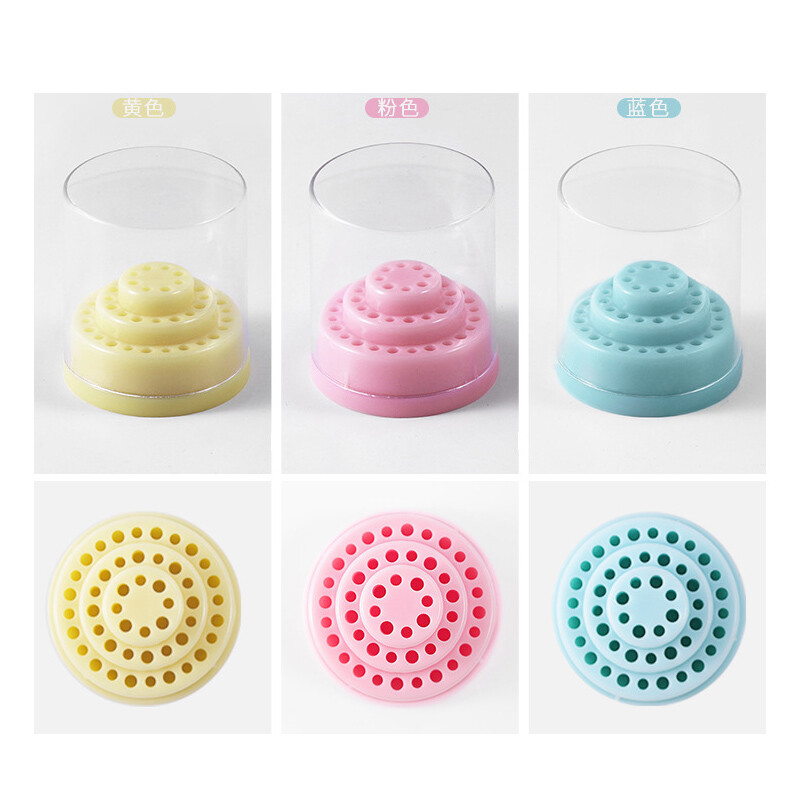 48 Holes Nail Drill Bit Holder Display Standing with Cover Manicure Storage Box