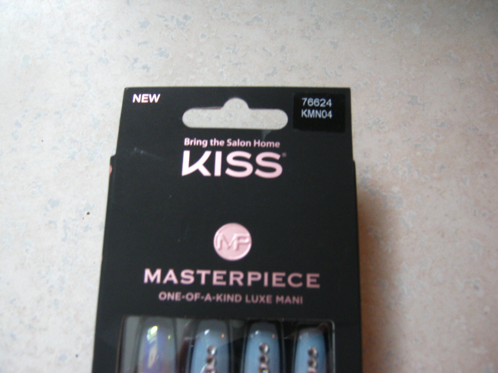 1 KISS MASTERPIECE KMN04 Gray Pink White Crystal Accents LONG LENGTH 76624