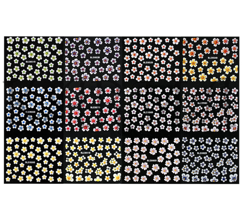 12PCS Manicure Clover Flower Blossom Decal 3D Nail Sticker Decor Slider DIY NH9