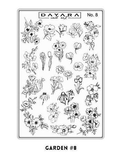 25 Flower Garden Designs DAYARA Stamping Plate Stamped Nail Art Stamp Tool