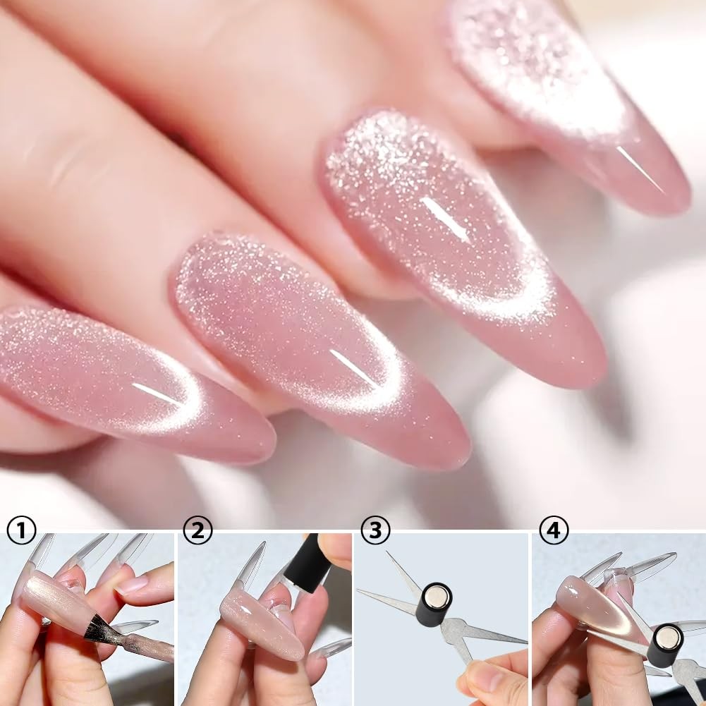 2 in 1 Cat Eye Magnet Set, Double-head Cat Eye Gel Nails Polish Magnet, 3D Na…