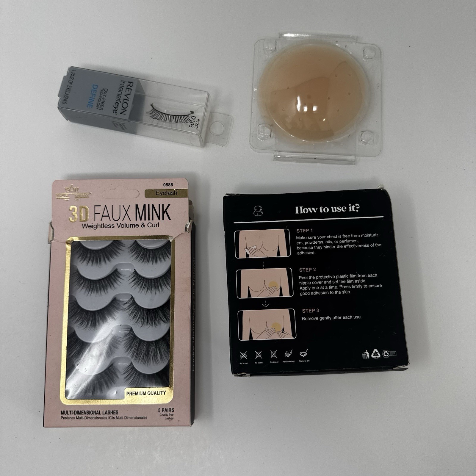 26 Pack Press On Nails Bundle w/ 2 XXL Sets + FREE Lashes & Silicone Bra Pads