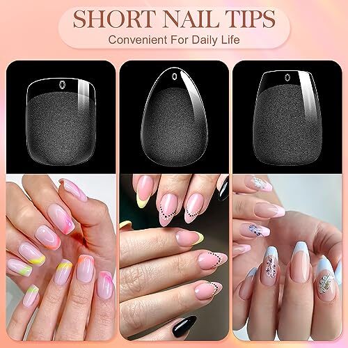 3 Styles Short Nail Tips Kit – 720PCS Gel X Nail Tips Half Matte Half Matte 03