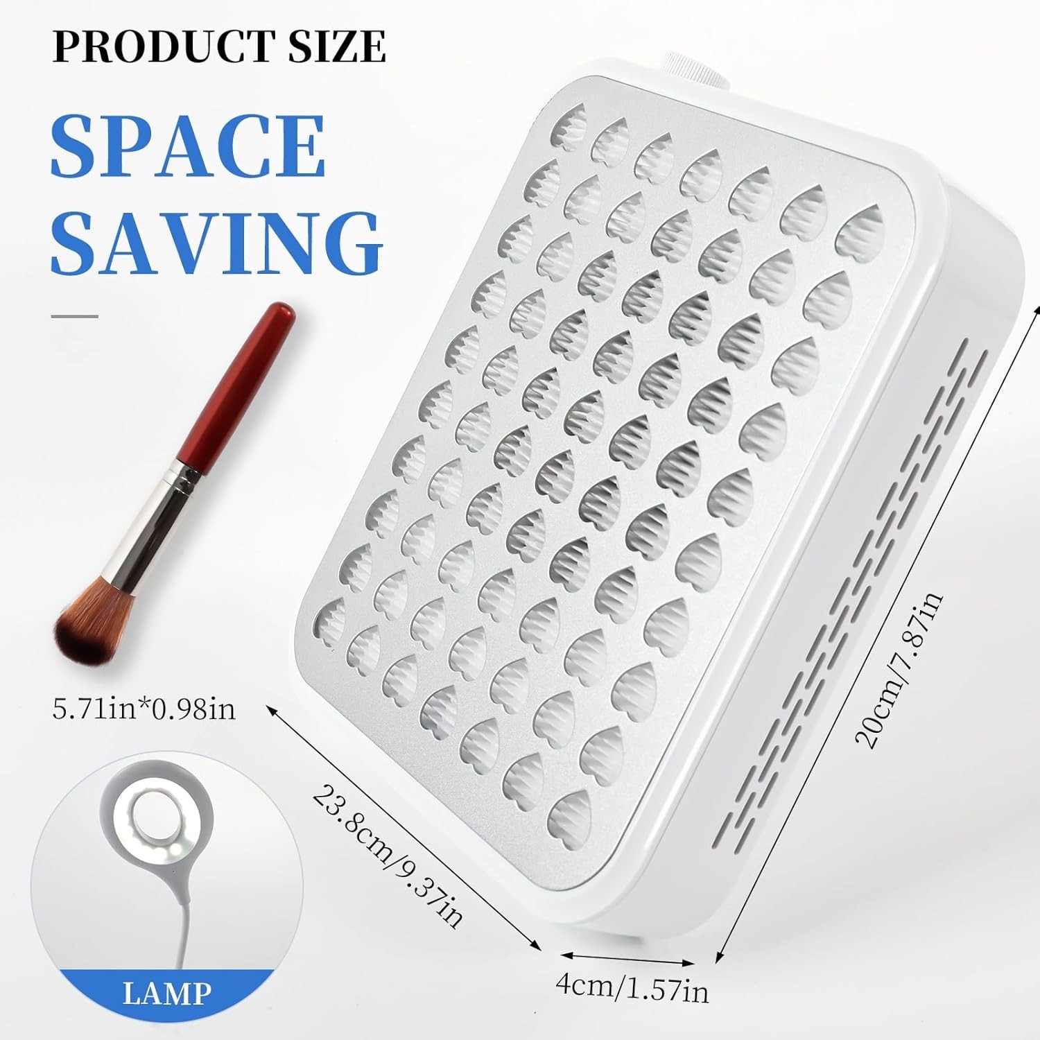 Nail Dust Collector with Lamp,Vacuum Fan Rechargeable Dust Collector with Dust B