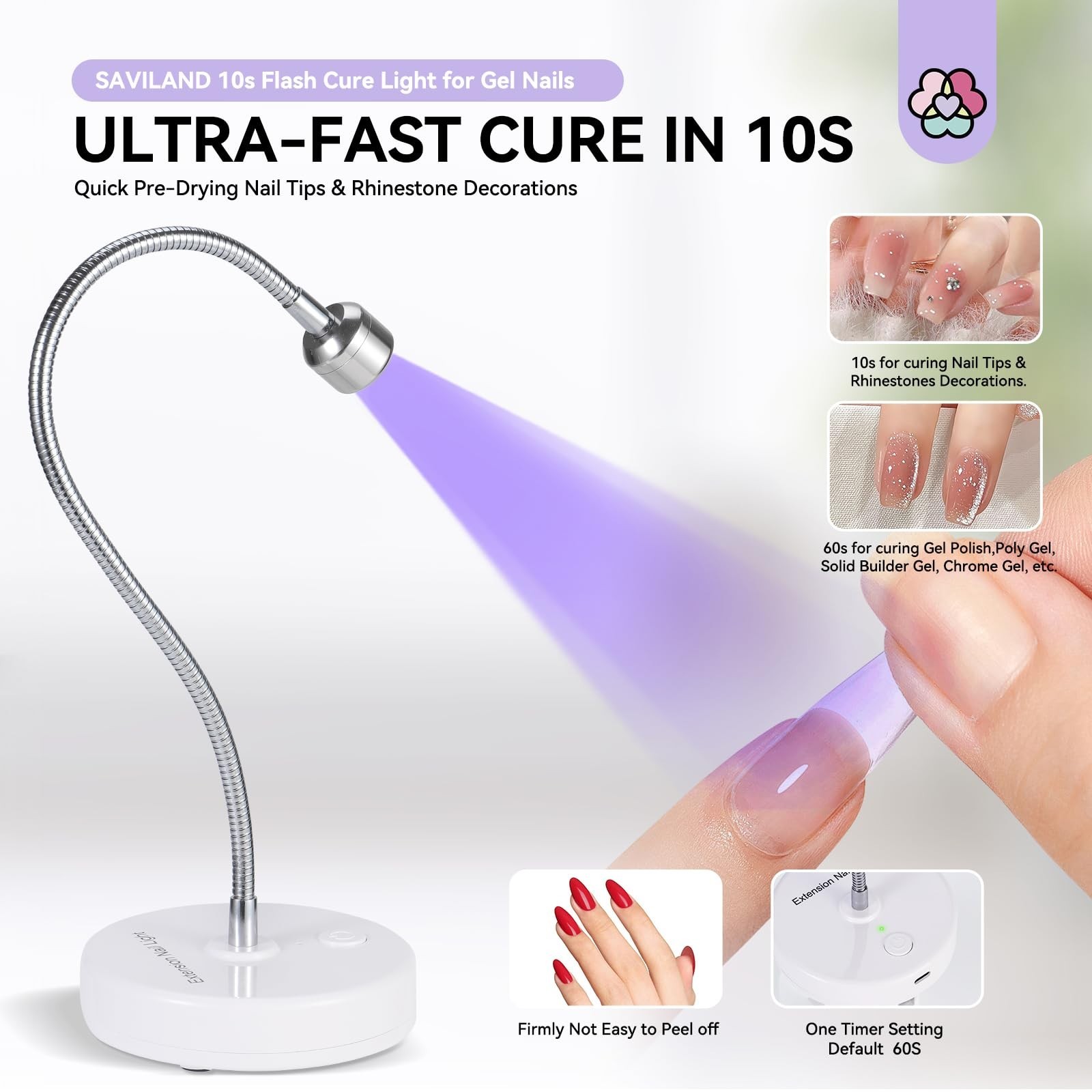 SAVILAND Gooseneck U V Lamp for Gel Nails:Touch Switch 12W U V Nail… Fast Ship