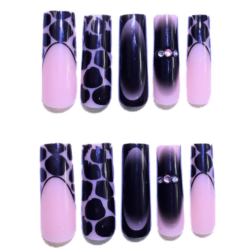 48 Pieces of Dark Brown Leopard Print Cool Fake Nails – Removable Nail Art