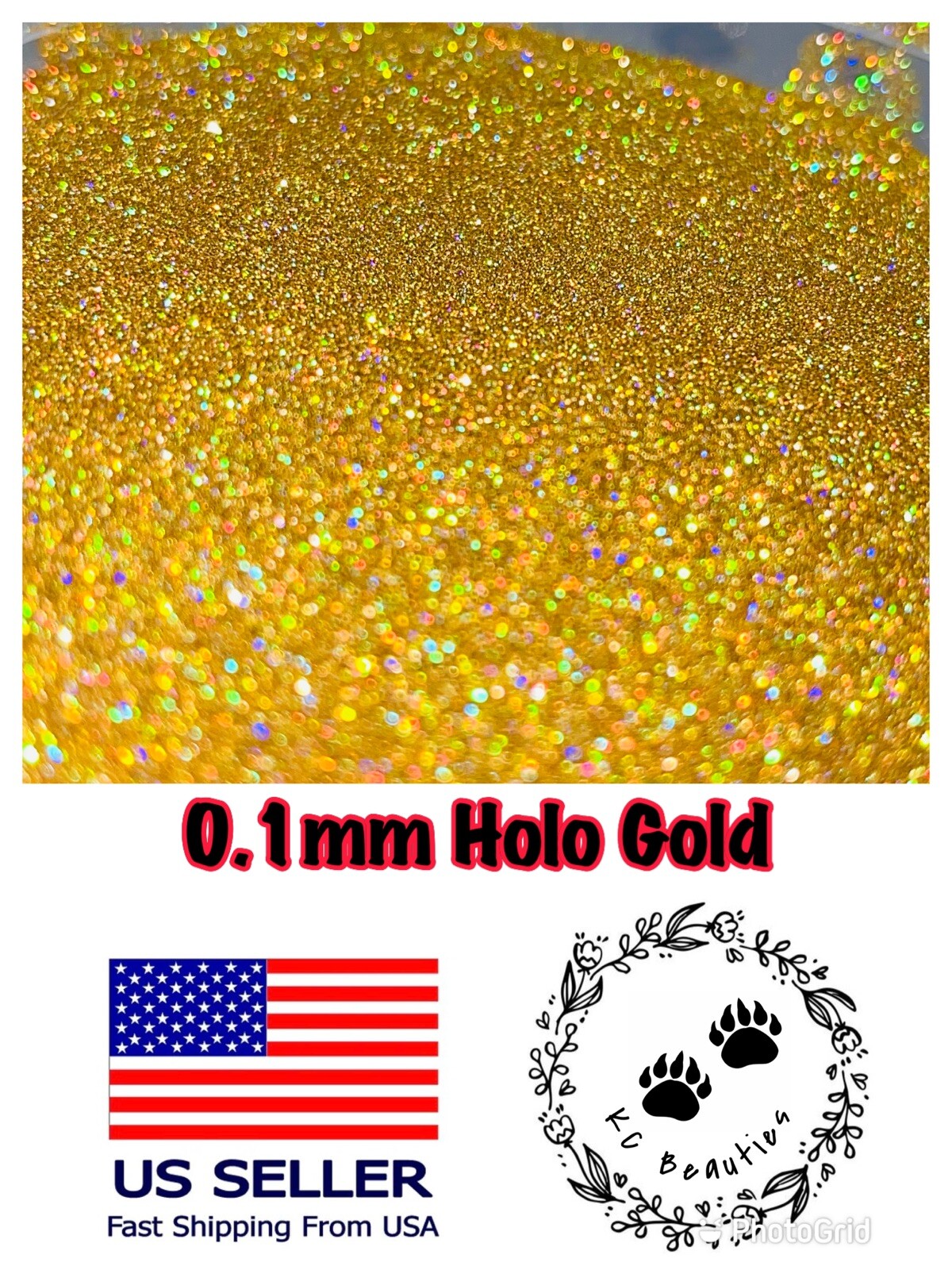 Solvent Resistant Holographic Gold Epoxy Resin Nail Art Tumbler 1oz 0.1mm