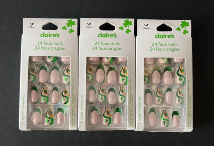 3 PACK of Claire’s St. Patrick’s Day Faux Nails, 24ct ea