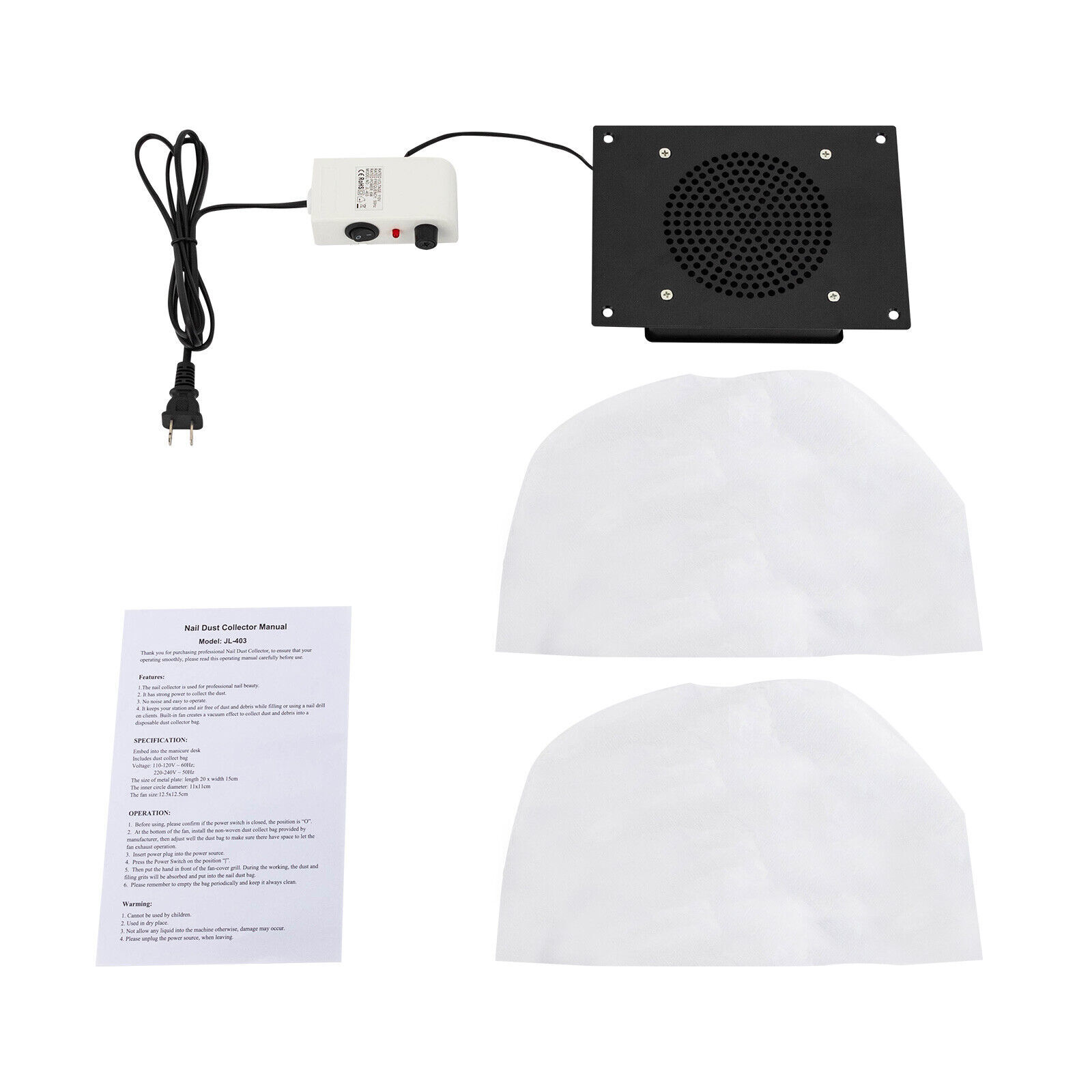 6W electric high-efficiency nail dust collector black wired Nail Dust Collector