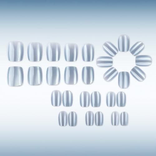 Cat Eye Press on Nails – Short Square Fake Nails – Blue Grey – Style 8