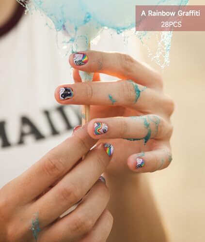 Semi Cured Gel Nail Strips, 28 Pcs UV Gel Nail Stickers, Long Lasting Gel Nail