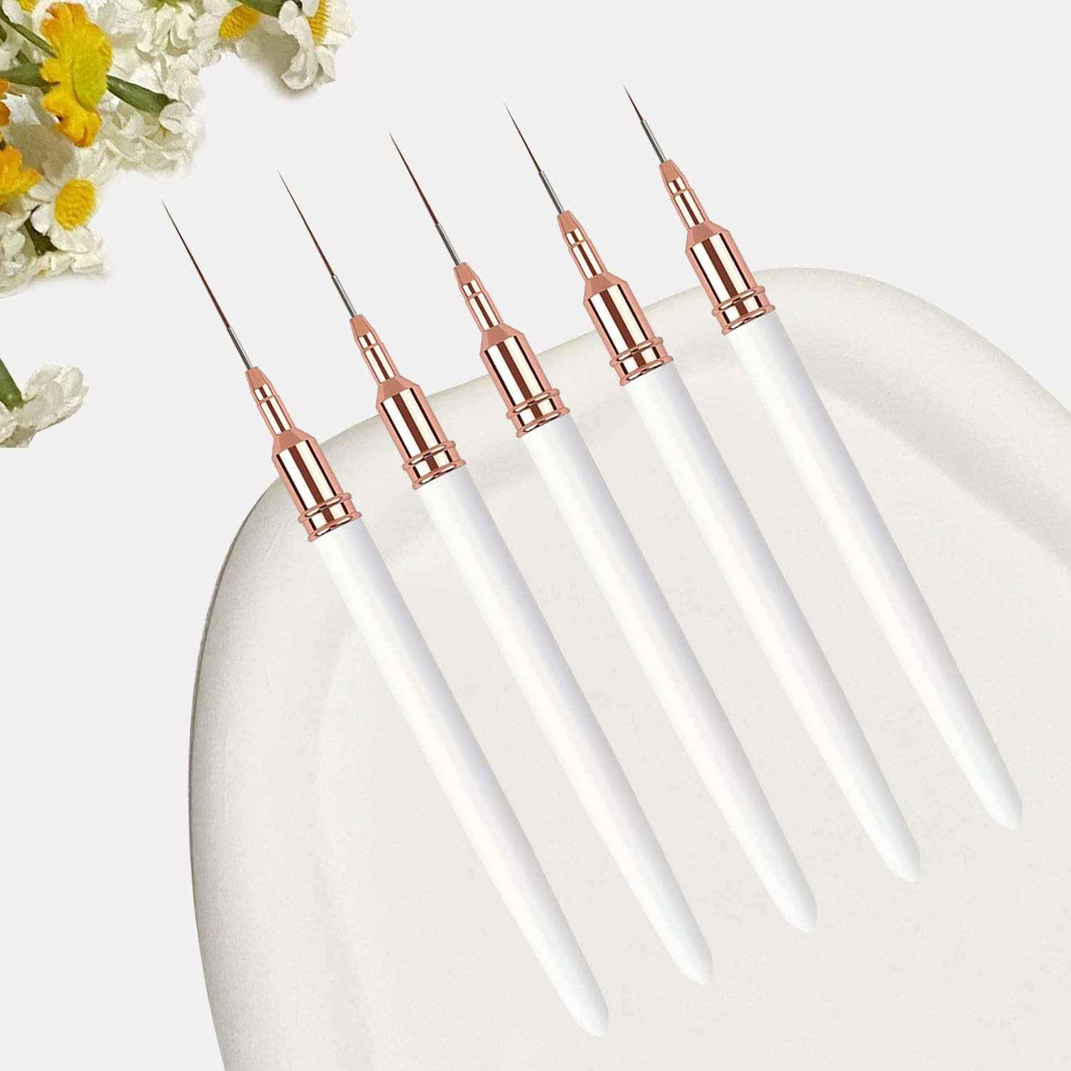 5PCS Liner Brushes for Nails, Nail Art Liner Brushes Set, 6/9/12/15/18Mm Thin De
