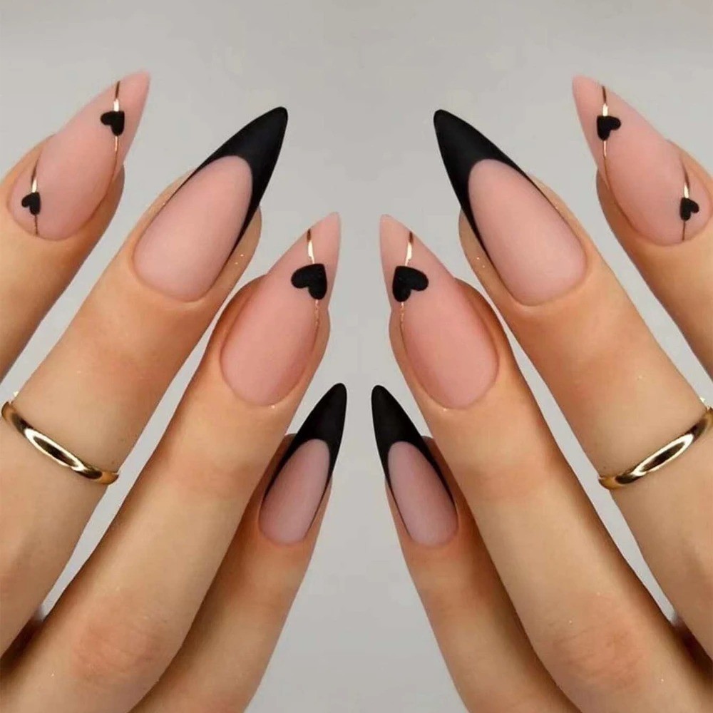 24 Pcs Oval Short Press On Nails Gradient Glossy Mixed Colors False Nail Set