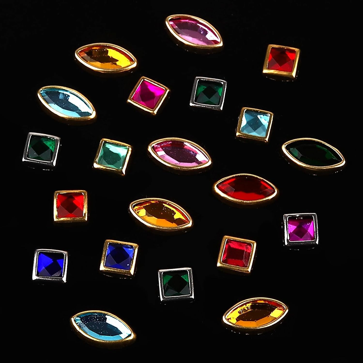 ROFIBUT 12 Grids 3D Luxury Nail Charms: Colorful Metal Diamond Nail Art