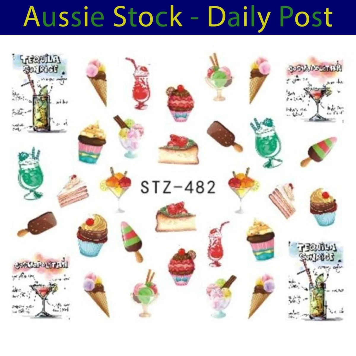 Nail Art Sticker Slider Ice Cream Drink Fruit Sticker For Nail DIY – STZ482