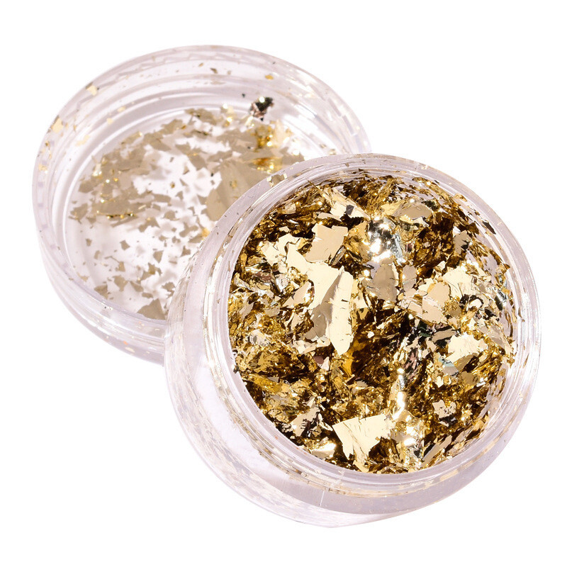2 Boxes Nail Art Foil Silver Gold Copper Flakes Glitter Paper Decoration Makeup