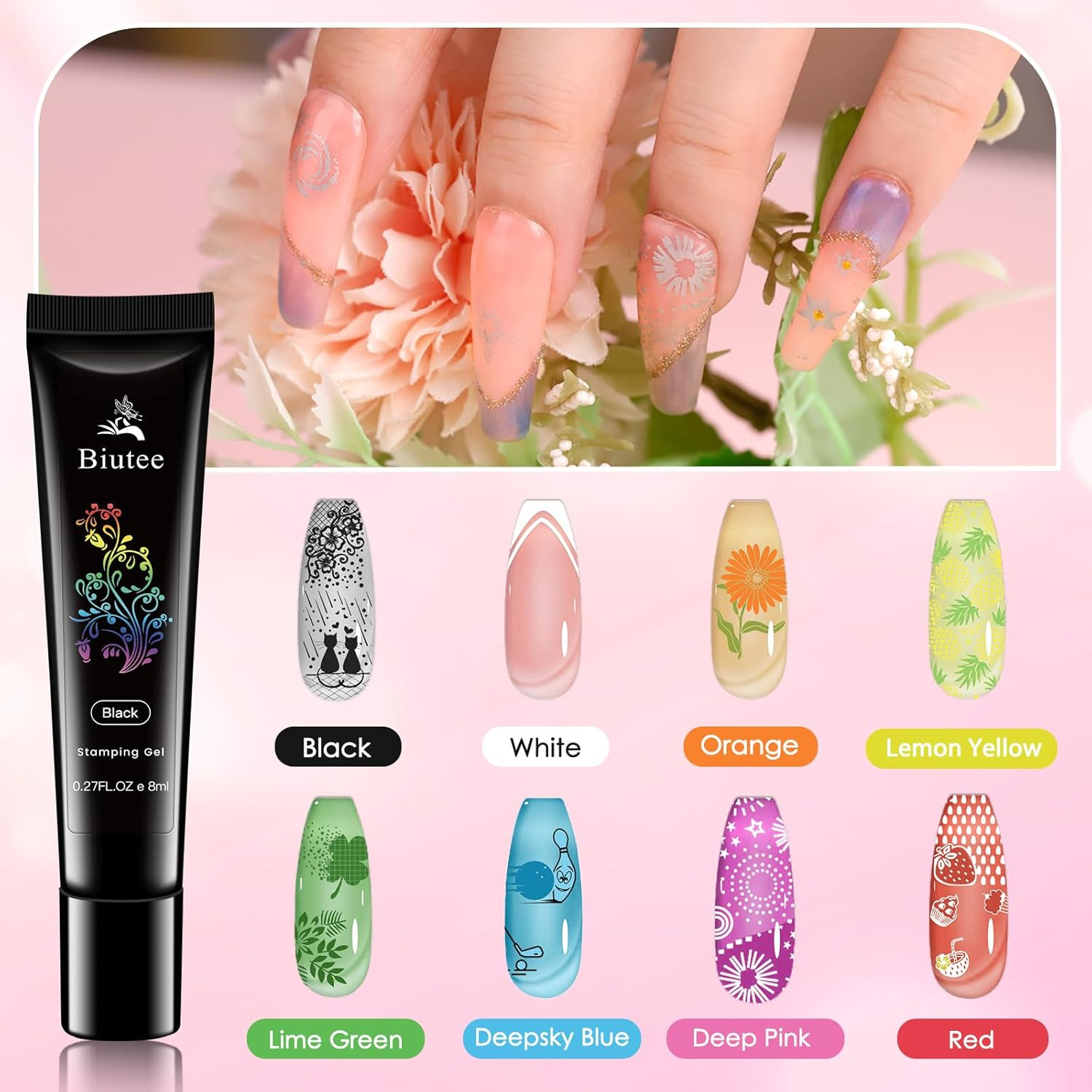 10Pcs Nail Stamping Plates Set 8Pcs Nail Stamping Polish Gel | Nail Stamping Kit