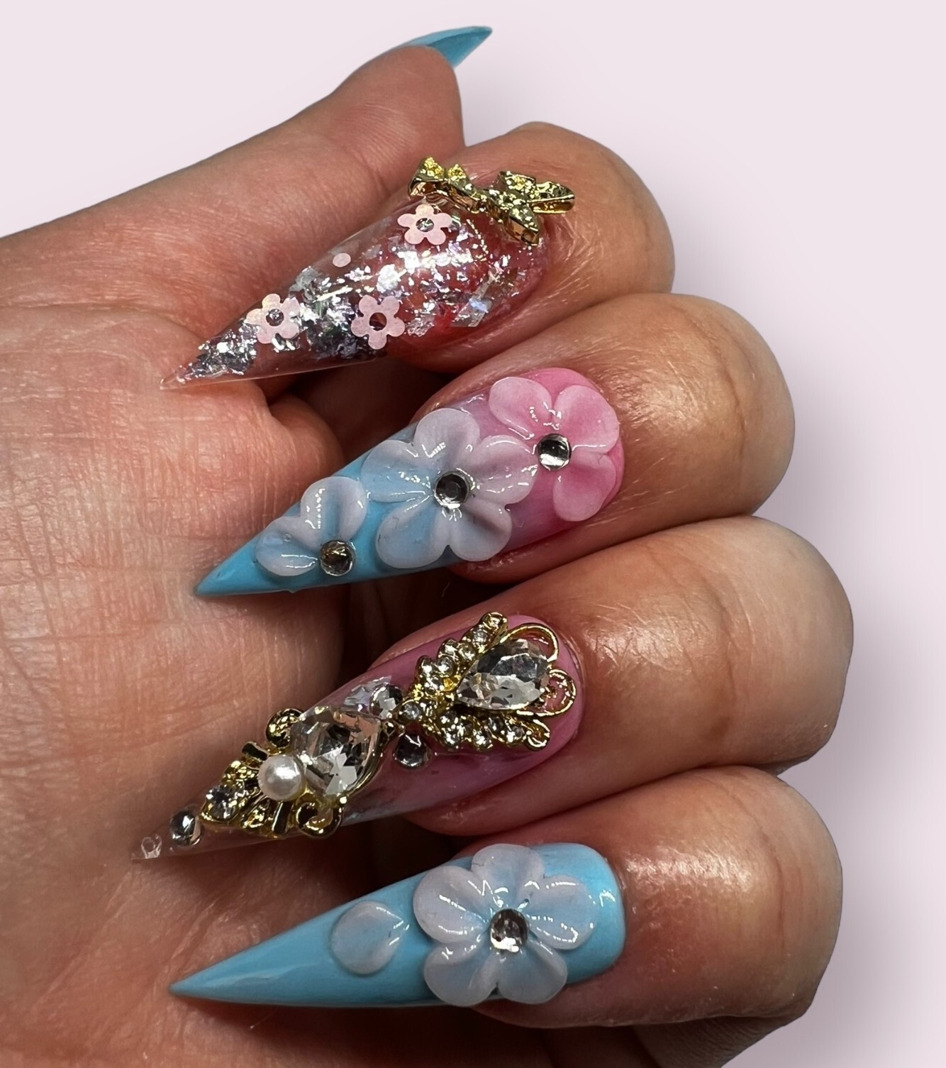 Luxurious Handmade Acrylic Press On Nails – A12 – High Quality & Reusable