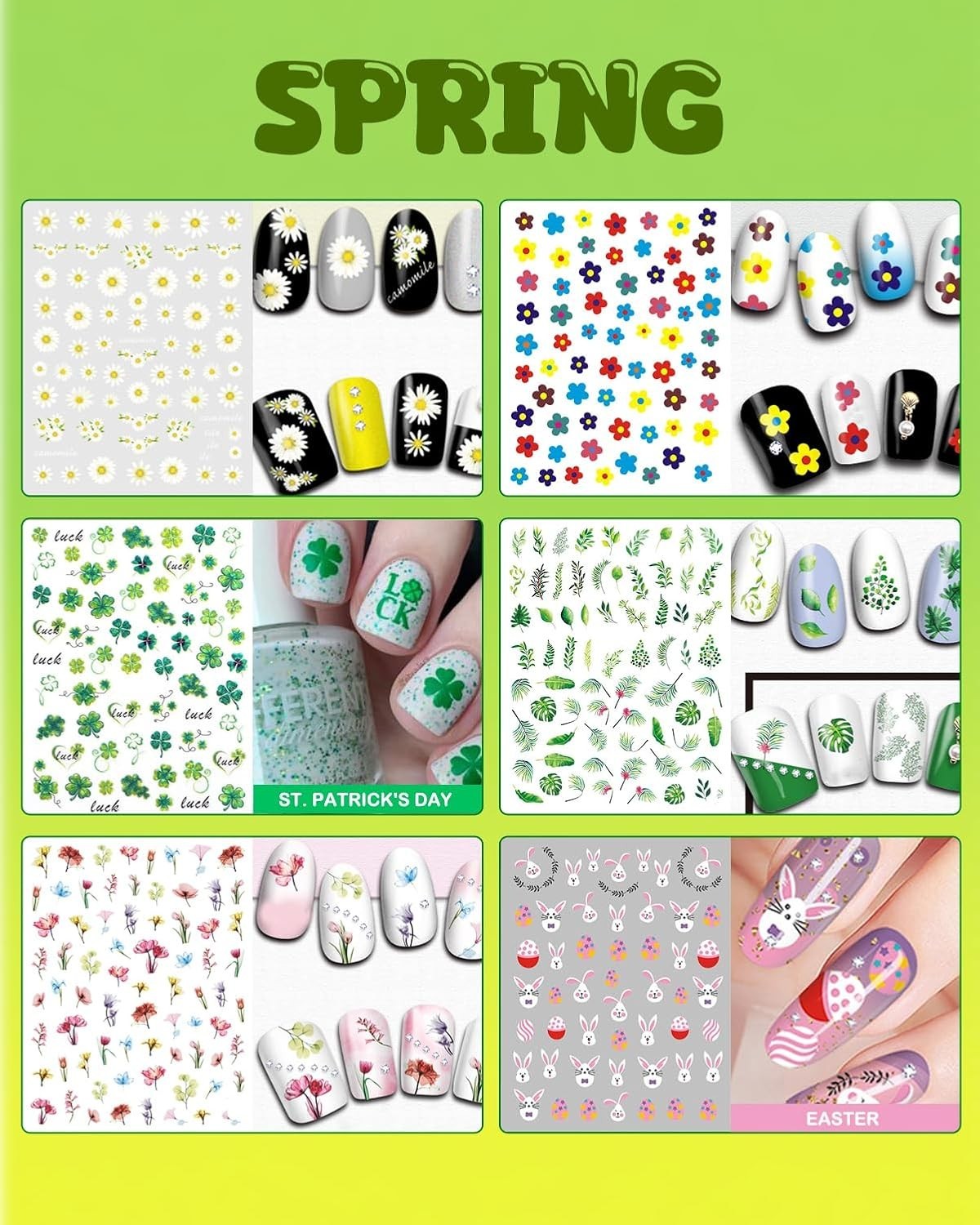 24 Sheets Seasonal Nail Art Stickers, Four Season Variety Pack All Holiday Na…