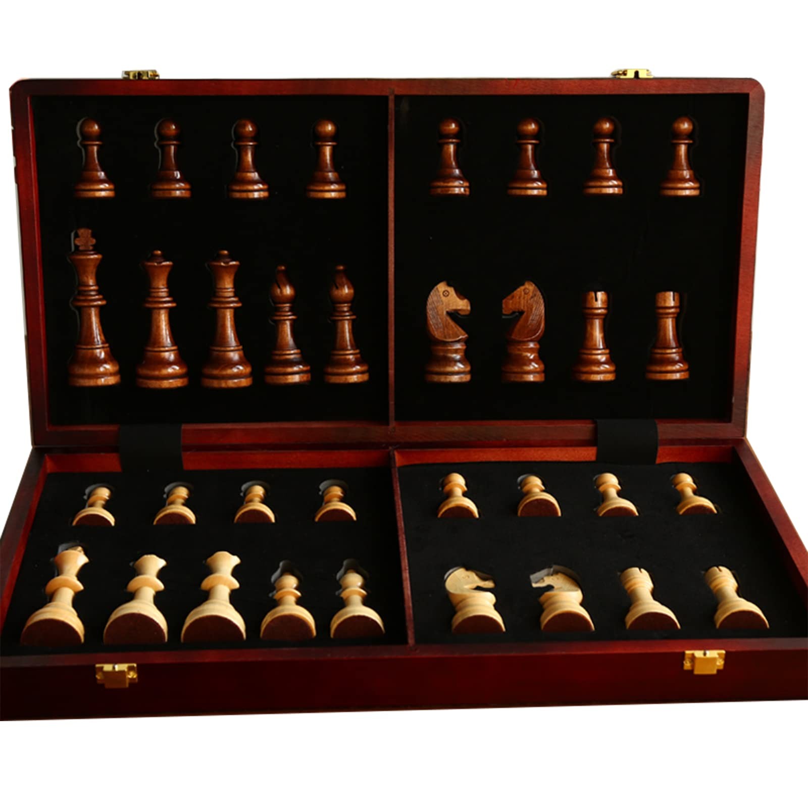 20″ Extra Large Solid Walnut Wooden Chess Set with 2 Queen Pieces – 20