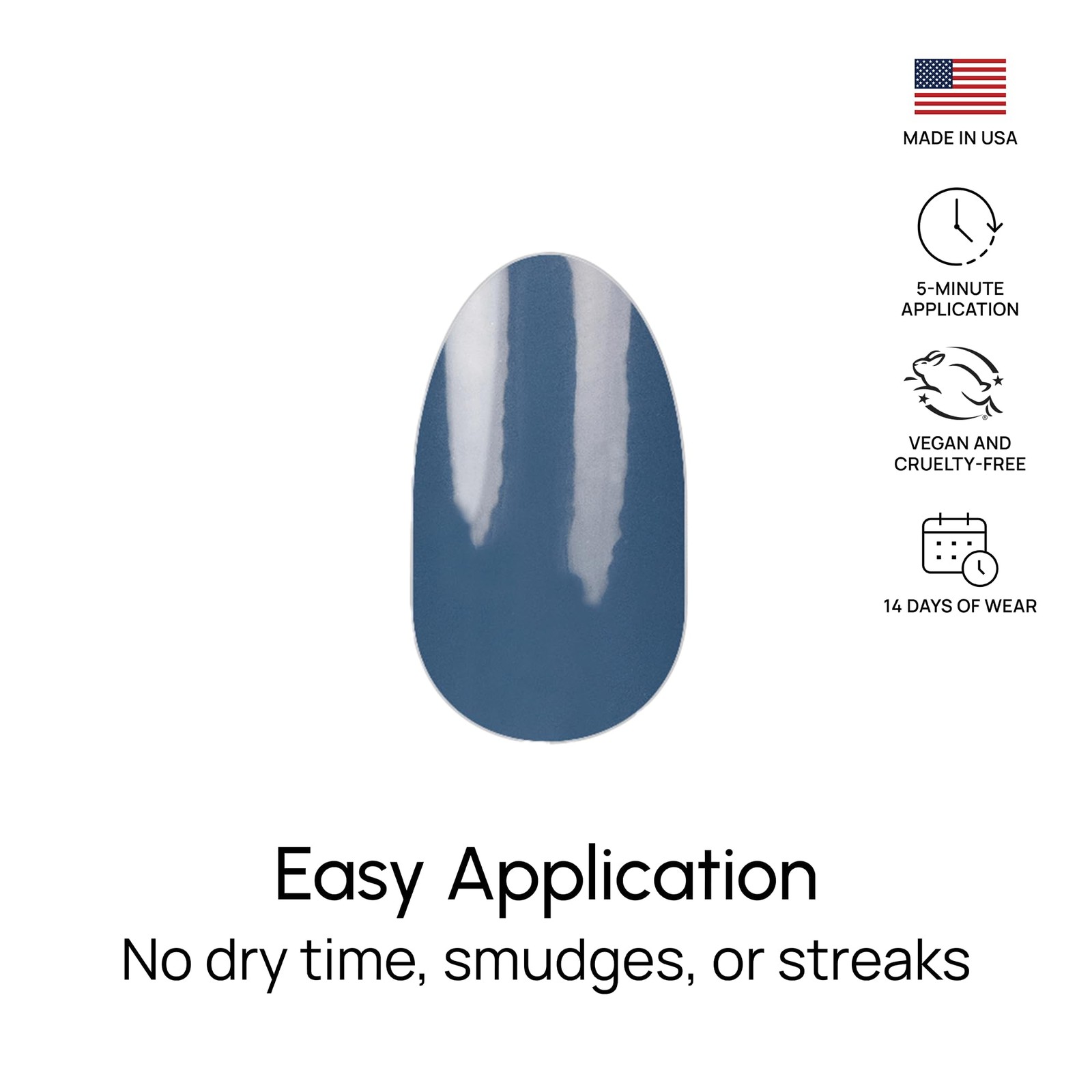 Slate of Mind Nail Strips – Muted Blue-Gray Creme Finish – Stay Cool, Compose…