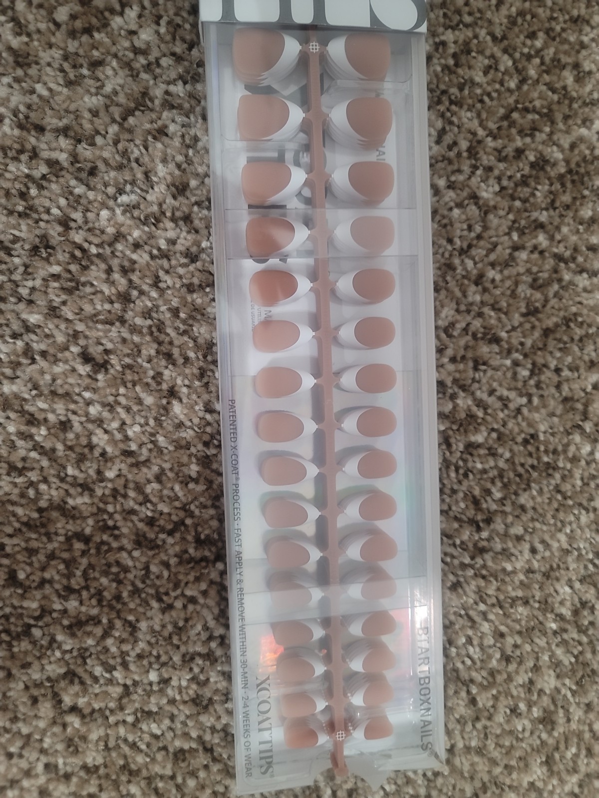 BTArtbox XCoat Press-On Nails Short Almond Soft Gel French Brown Base 160 PCS