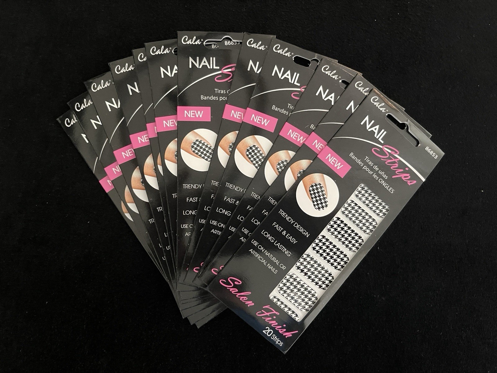 Lot Of 12 Packs Of Cala Trendy Design Nail Strips. Oblong, Self Adhesive. #86853