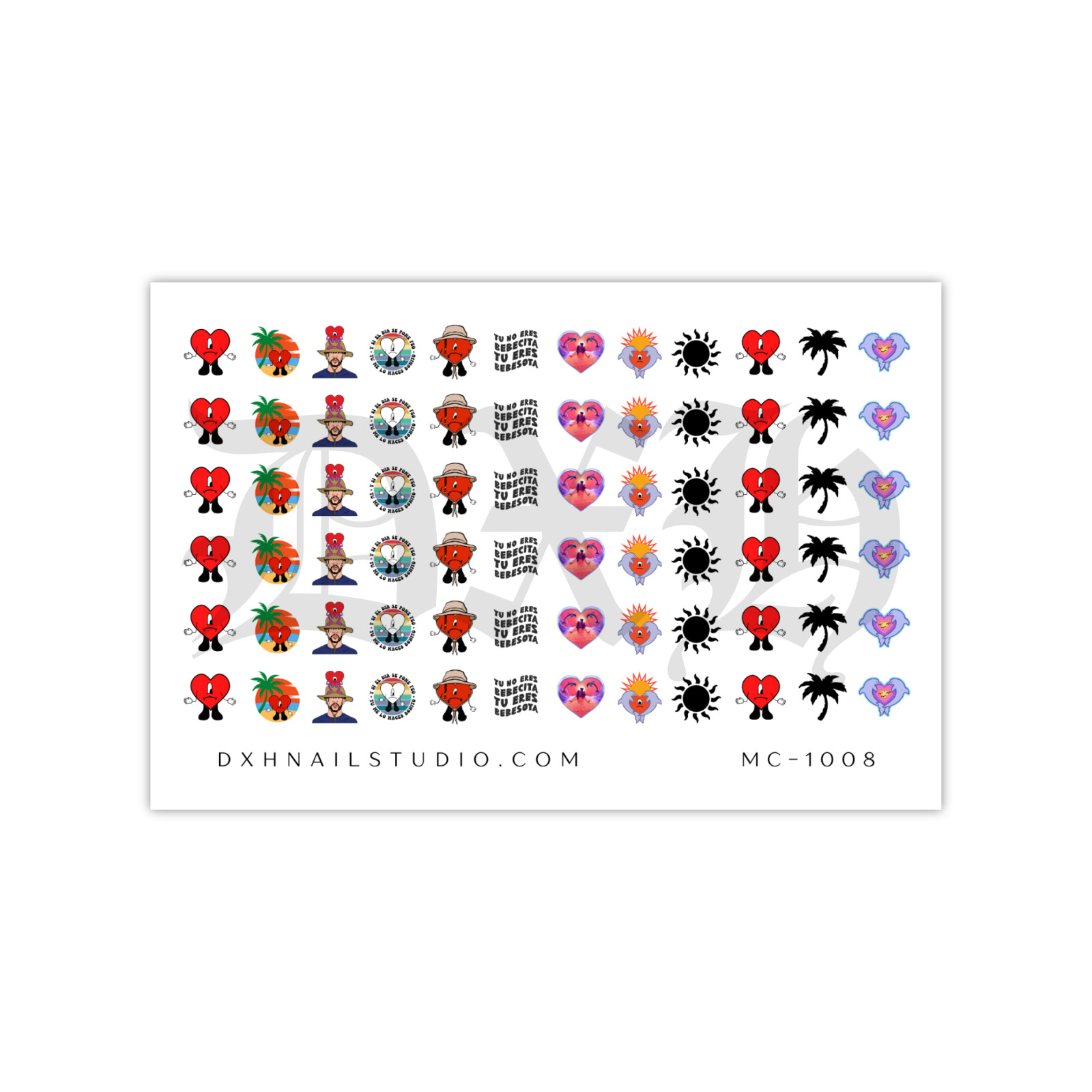 Bad Bunny Tu Eres Bebesita Nail Decals Clear Water Transfer Overlay MC-1008
