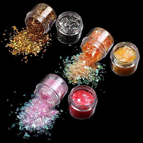 12 Color Mermaid Nail Chunky Glitter Ultra Thin Fluorescent Glass Paper Flakes