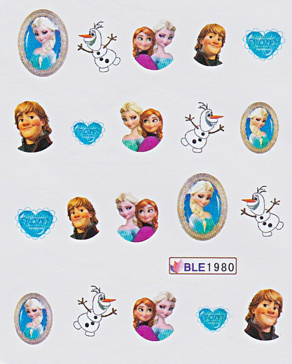 1-10 sheets Kids Nail Stickers Frozen Princess Cinderella Snow White Rapunzel
