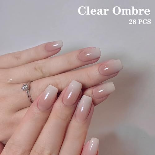 Semi Cured Gel Nail Strips, 28 pcs Gel Nail Stickers Work with Any UV Lamp,