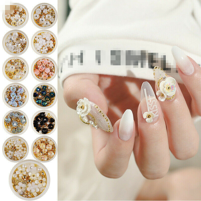 Nail Art 3D Rose Flower Rhinestones Jewelry Gems Mix Nail Art Decoration Glitter