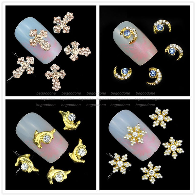 3D Glitter DIY Nail Tips Decoration Rhinestones Cute Alloy Nail Art Charms 10pcs