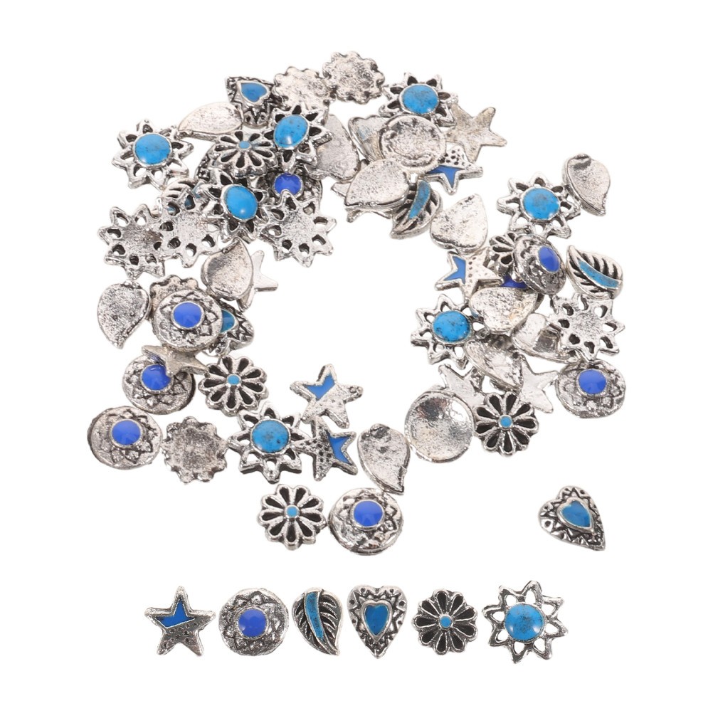 60pcs Retro Stone Nail Charms: Imitation Art Charms – Western