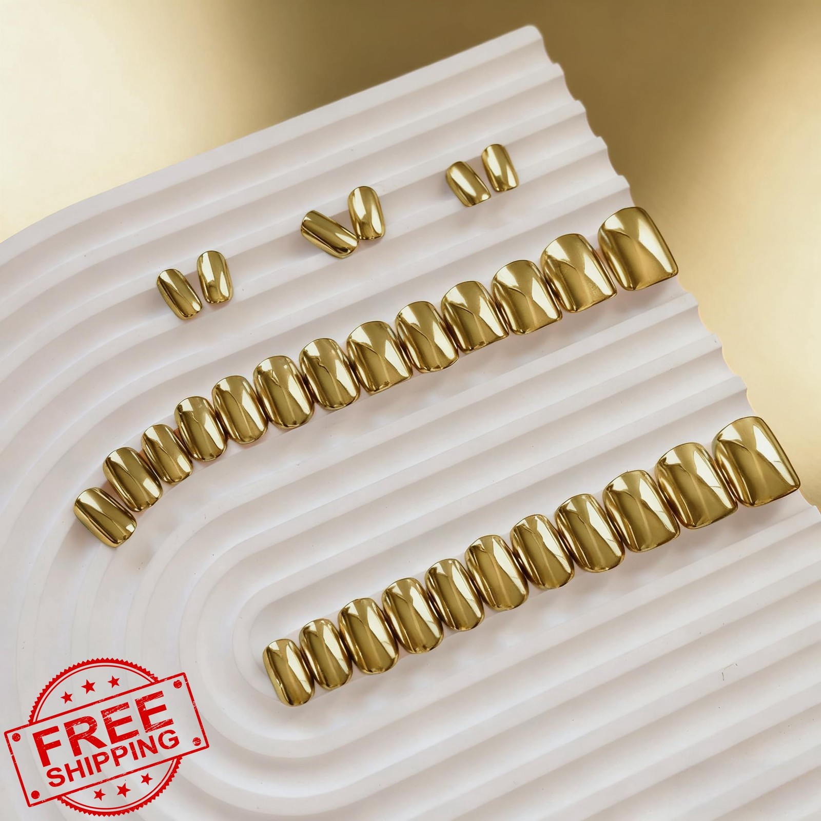KQueenest Short Square Bronze Chrome Nails