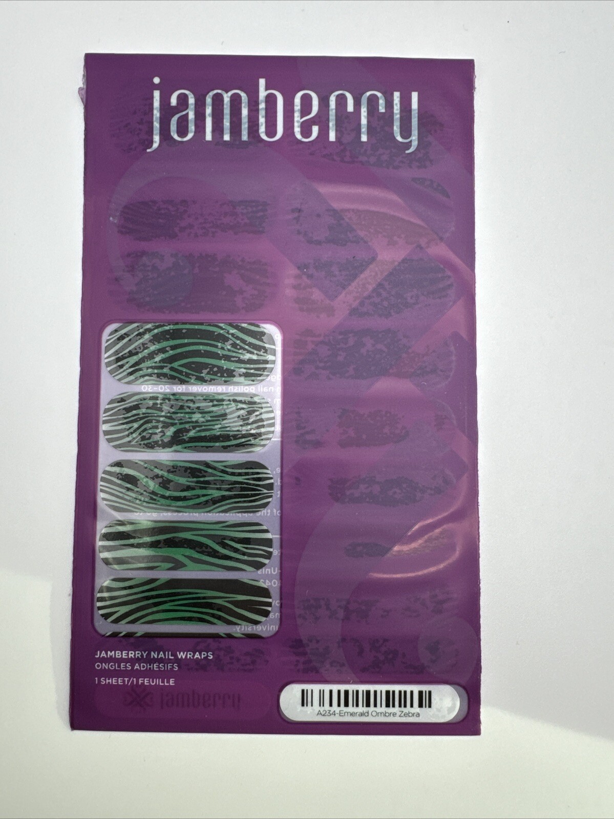 Jamberry Nail Wraps Emerald ombré Zebra Full Sheet (green animal print)
