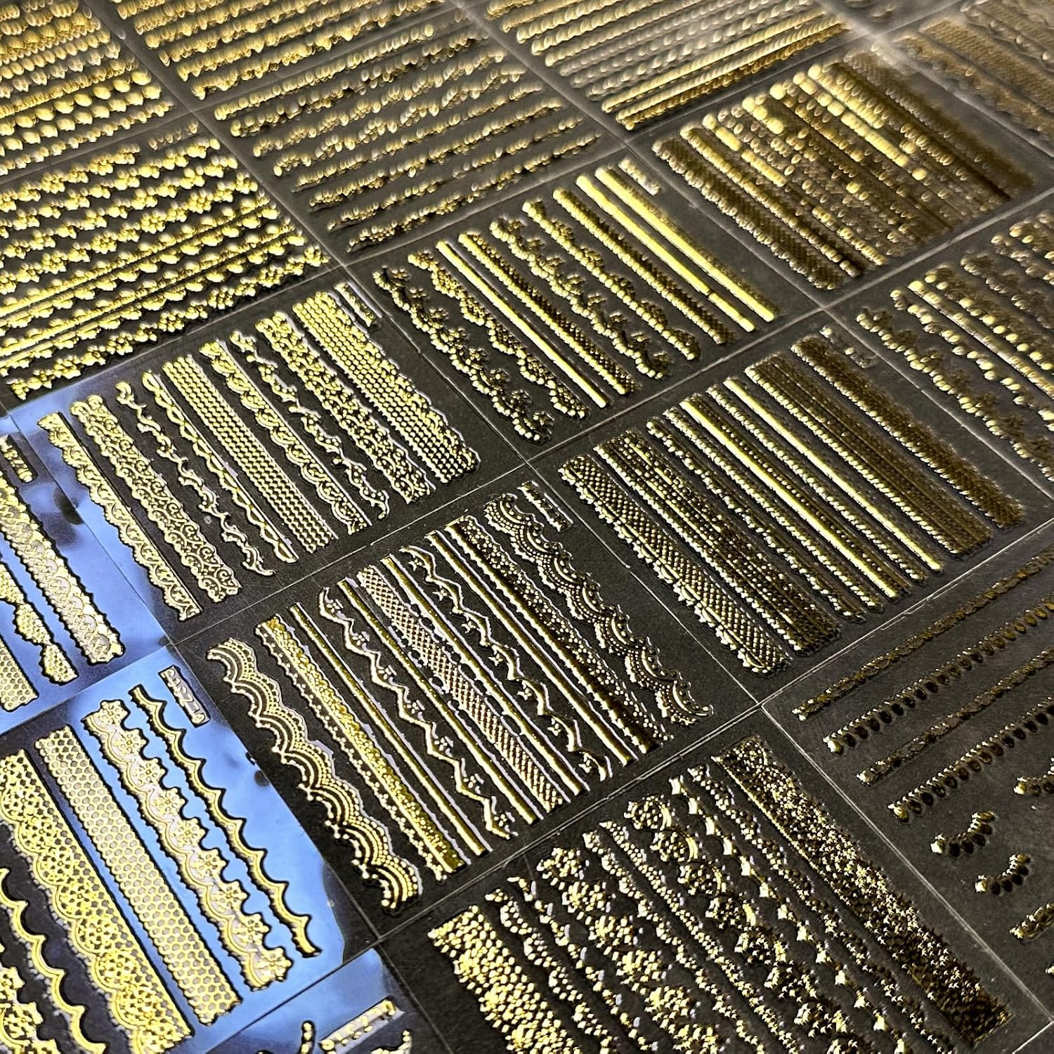 30 Sheets Gold Line Nail Art Stickers Gold Lace Nail Stickers 3D Self-Adhesive G