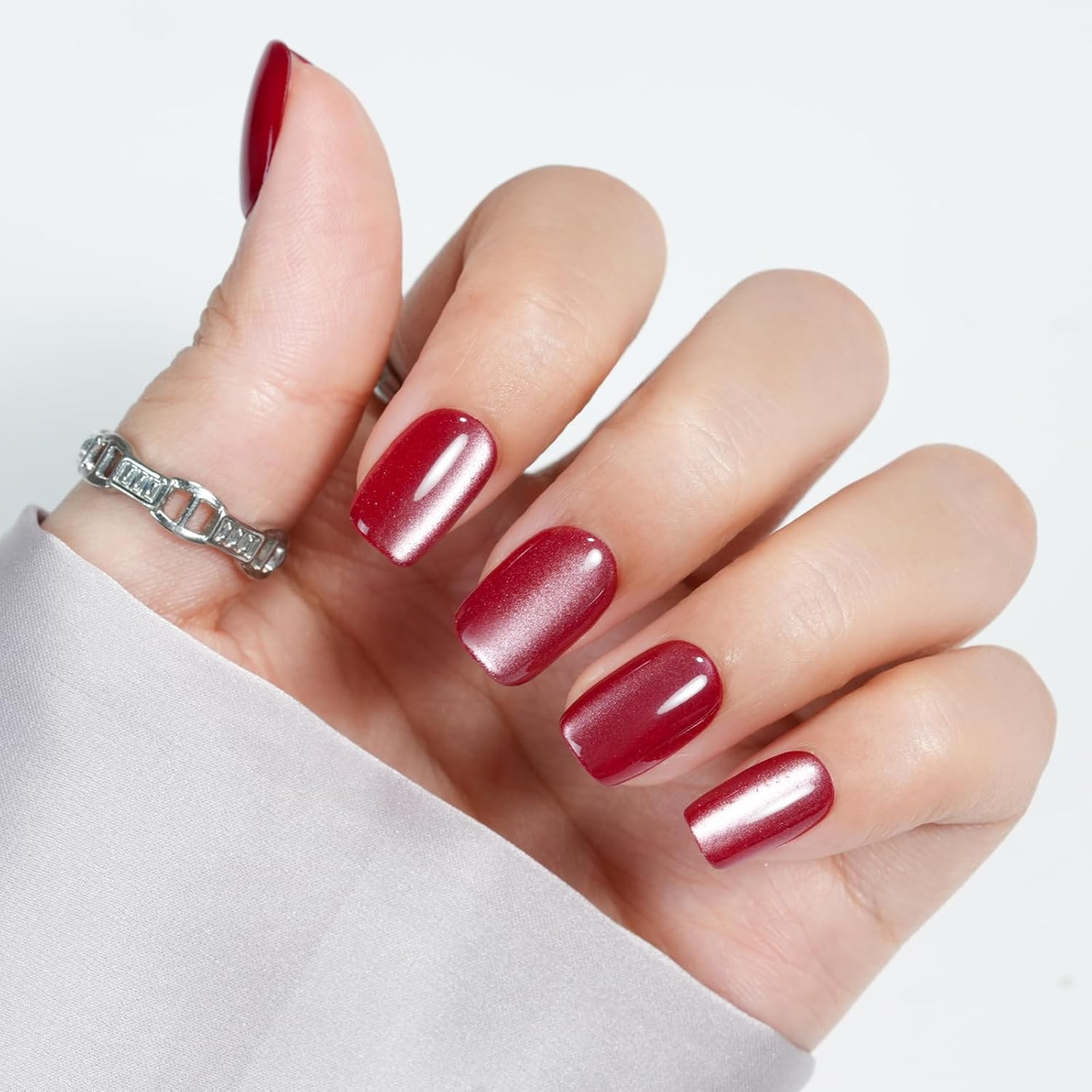 Press on Nails Short – Acrylic Press on Nails Red, Square Glue on Nails with Na